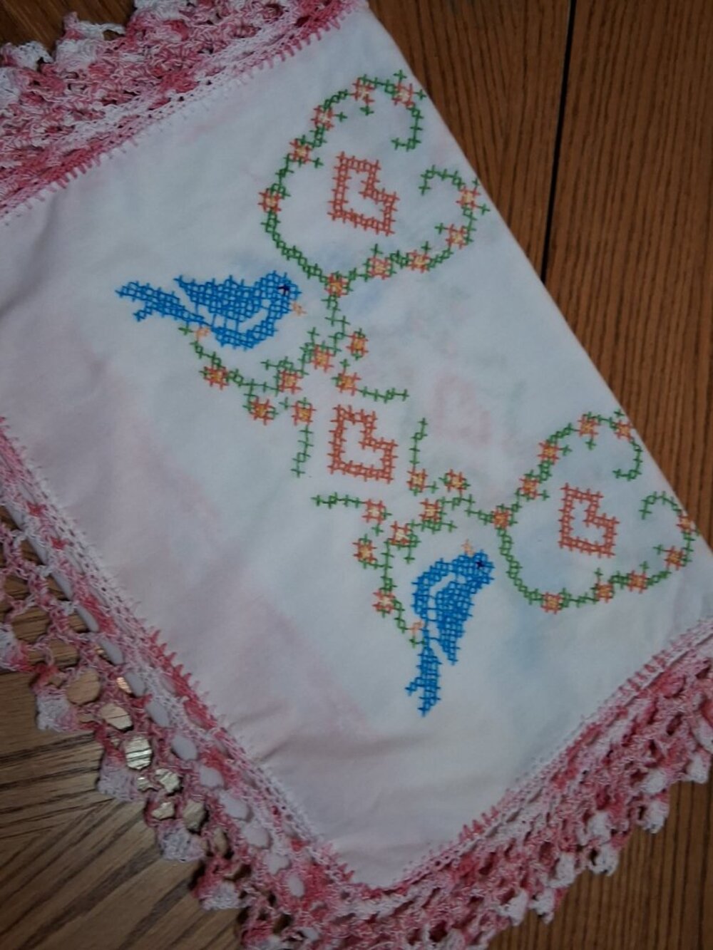 Embroidered Table Runner-Blue Birds - Picture 3 of 6